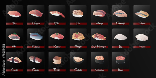 Crystal sushi set vector