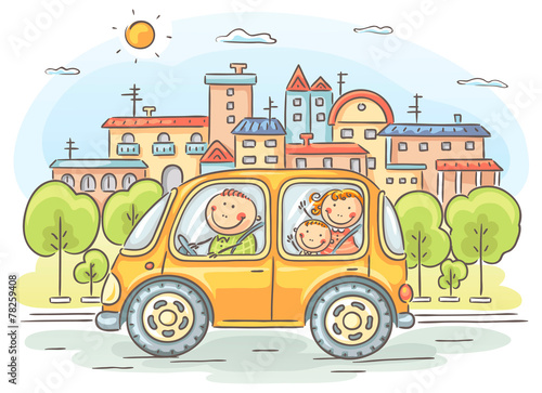 Happy family travelling by car © katerina_dav