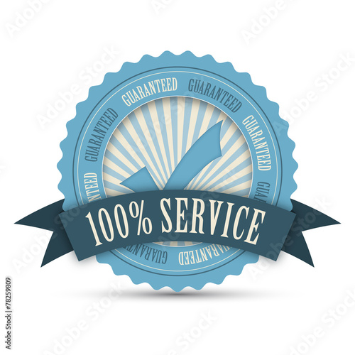 "100% SERVICE" Badge (stamp label guarantee quality)