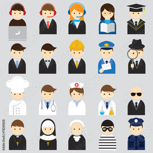 Various People Symbol Icons Occupation Set