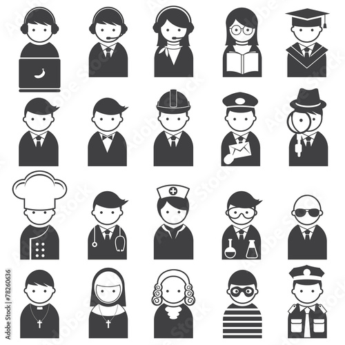 Various People Symbol Icons Occupation Set