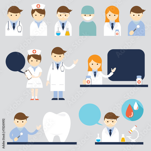 Doctor and nurse Symbol Icons Set