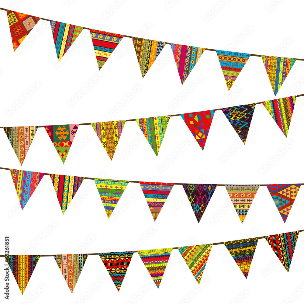 Obraz premium Bunting flags with ethnic motifs