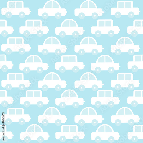Blue baby boy seamless background with cartoon cars