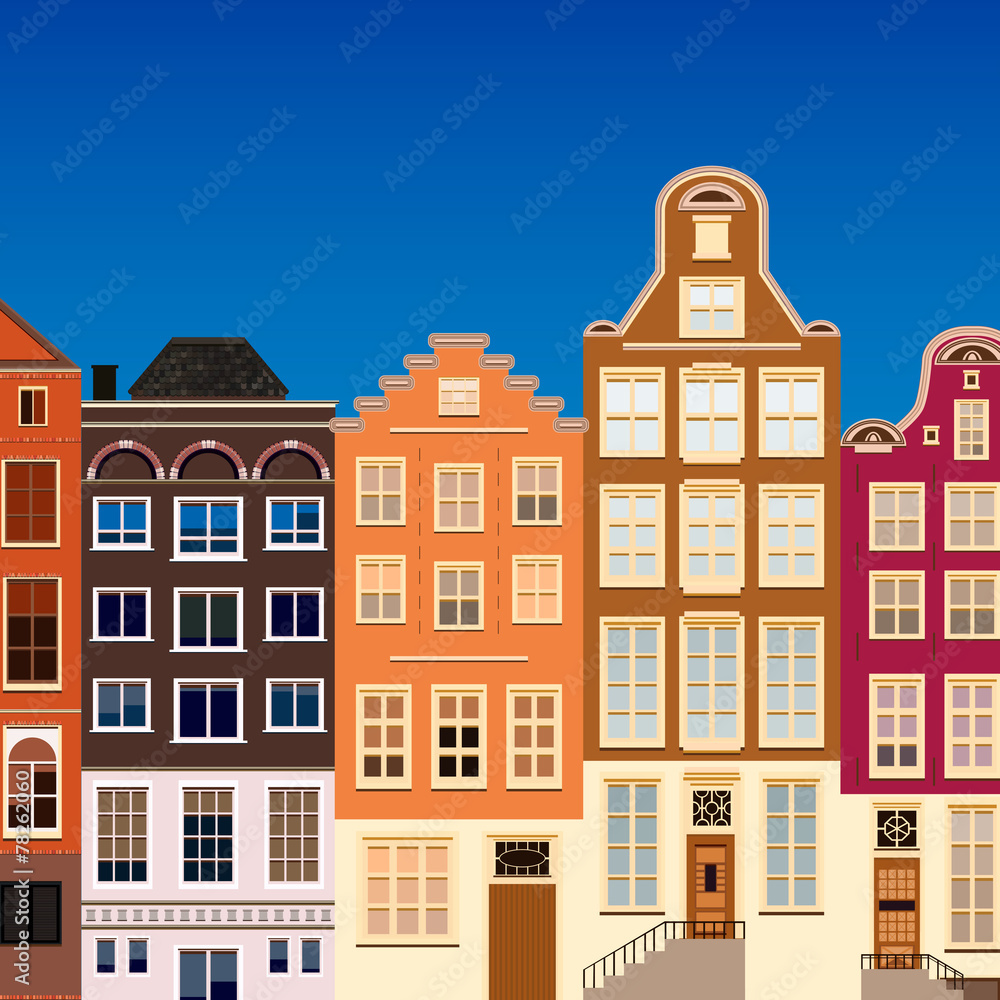 Fototapeta premium Street of abstract old houses.