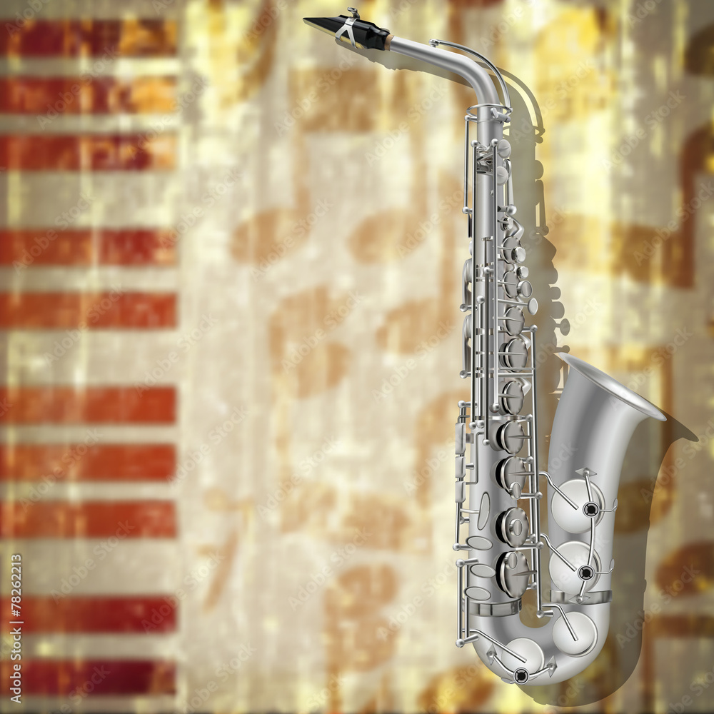 Naklejka premium abstract grunge background saxophone and musical instruments