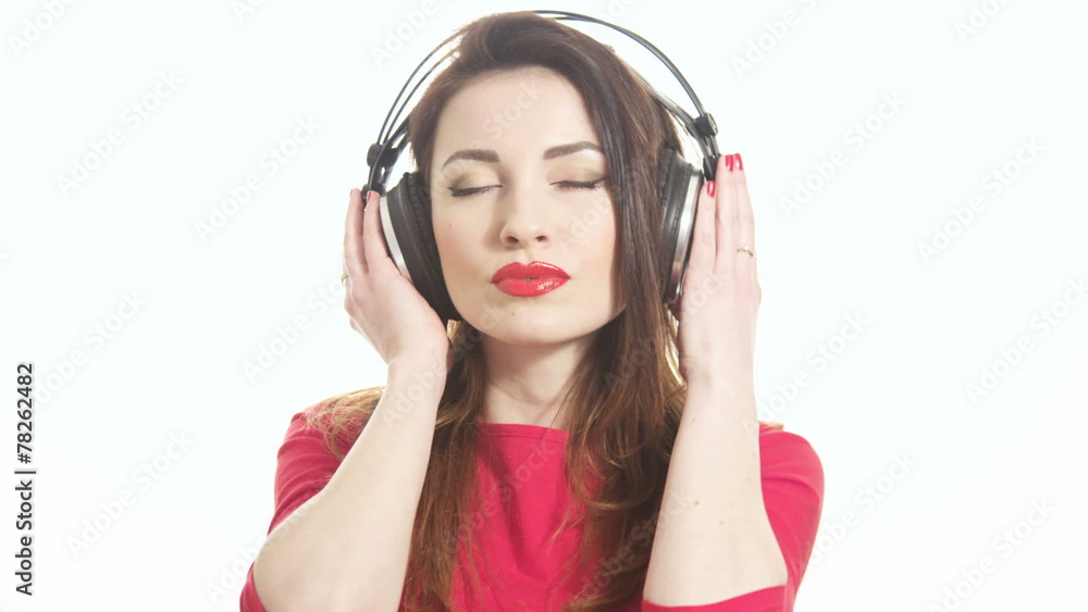 woman in red swinging to the music flirting with the camera woman in red swinging to the music flirting with the camera