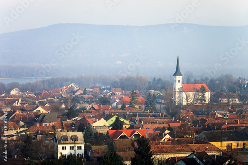 View to Esztergom and mountains. Hungary landscape photo