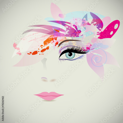Woman face with design elements, fashion concept. Vector