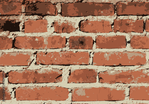 Old vintage brick wall. Background, pattern. Vector