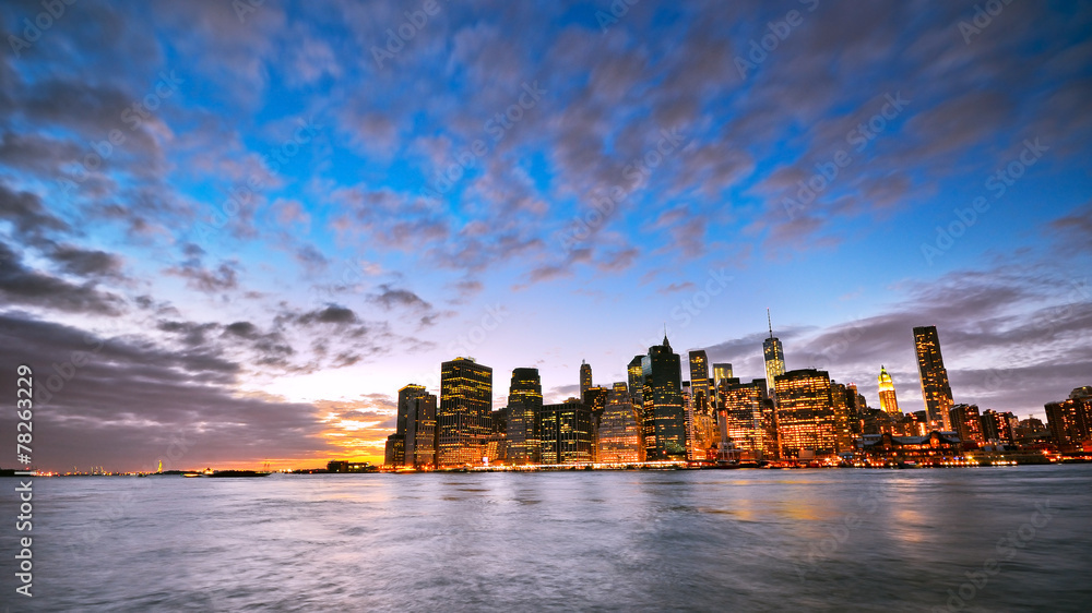 The Manhattan skyline at twilight
