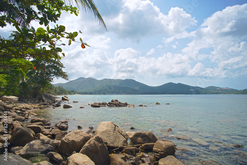 Phangan island wild beach view photo