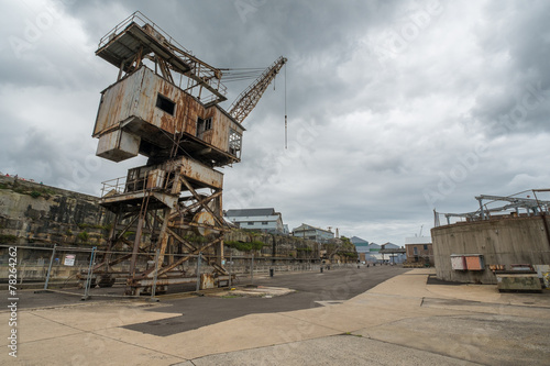 Rusty disused crane on Cockatoo Island docks