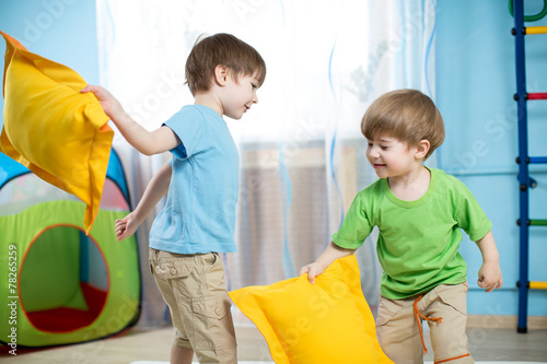 kids boys  playing with pil...