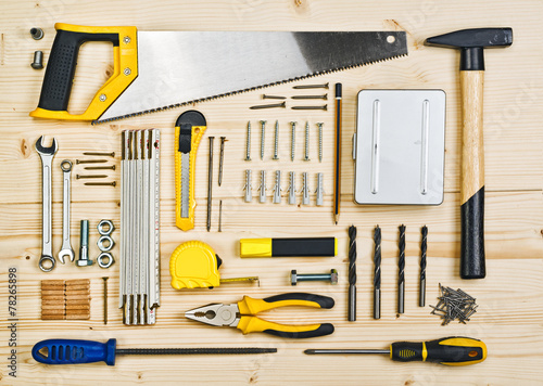 Fotografie Assorted Woodwork and Carpentry or Construction Tools