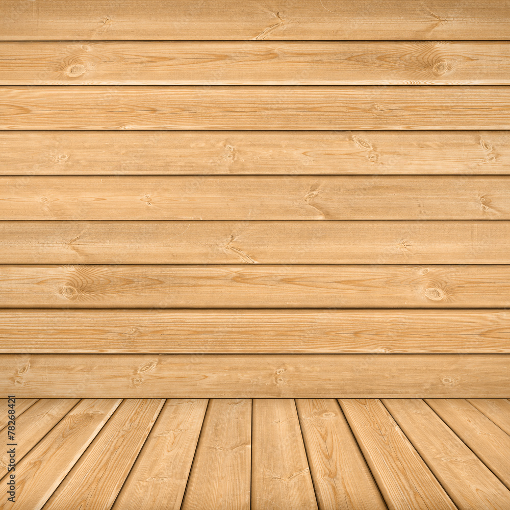 Fototapeta premium Background interior. Wood wall and floor