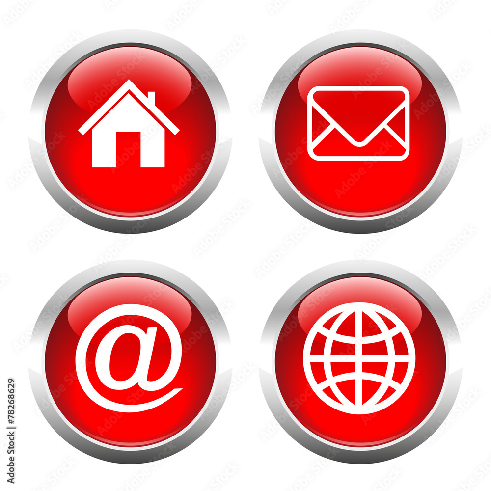 Set of buttons for web, email, globe, envelope, home. Vector. Set of buttons for web, email, globe, envelope, home. Vector.