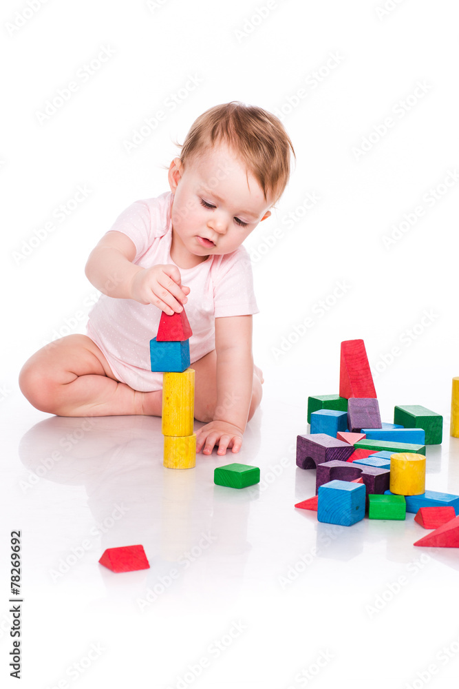 Beautiful baby building with cubes Beautiful baby building with cubes