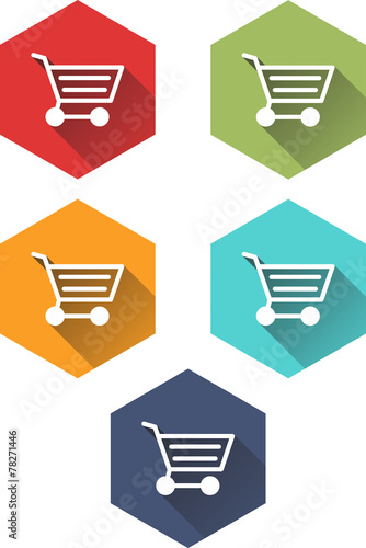 Vector colored vintage shopping cart icon set