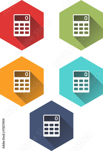 Vector colored vintage calculator icon set