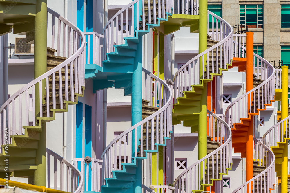 Naklejka premium Colorful spiral stairs