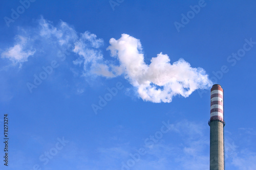 Smoke clouds from a high chimney