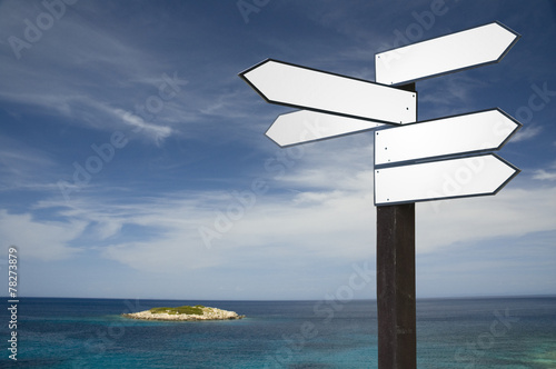 Guidepost in vacation scenery
