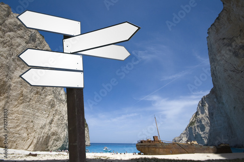 Guidepost in vacation scenery