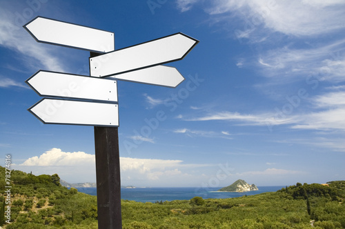 Guidepost in vacation scenery