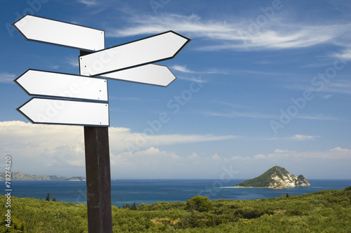 Guidepost in vacation scenery