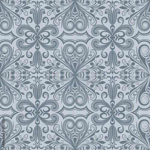 Seamless grey vintage floral vector wallpaper pattern
