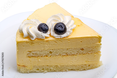 Tablou pe pânză Two pieces of cake with blueberries