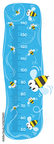 Meter wall or height meter with funny bees