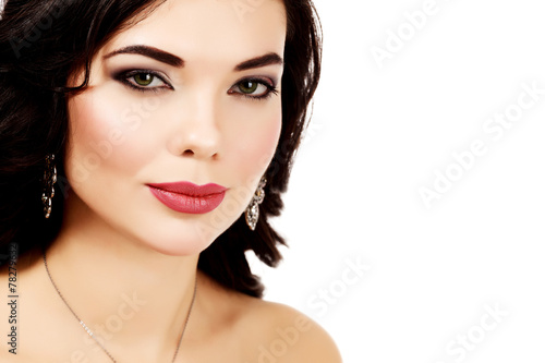Pretty woman against white background