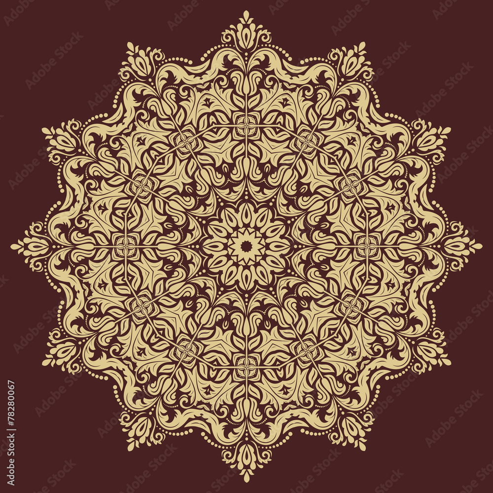 Floral Pattern. Orient Golden Ornament Floral Pattern. Orient Golden Ornament