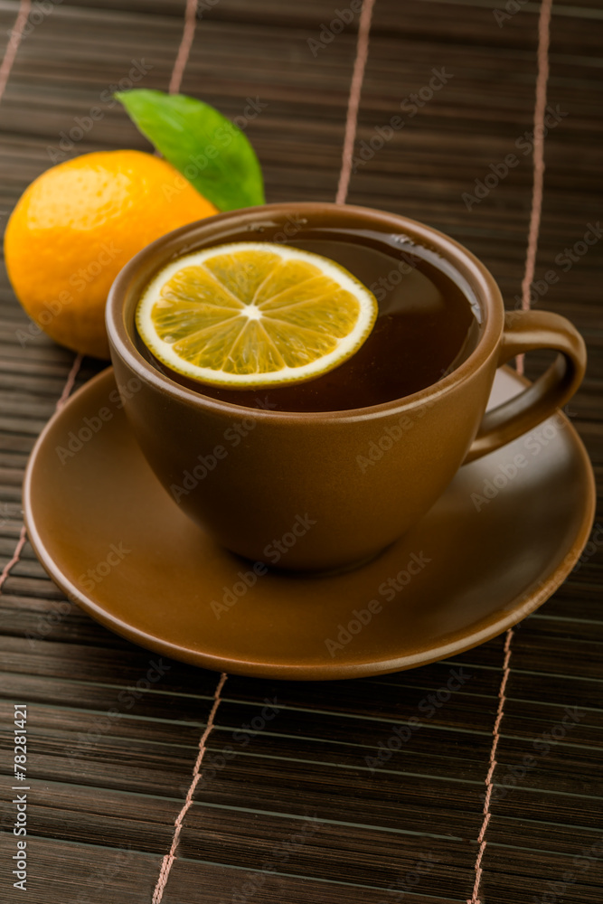 Ceramic cup of tea with mint and lemon Ceramic cup of tea with mint and lemon