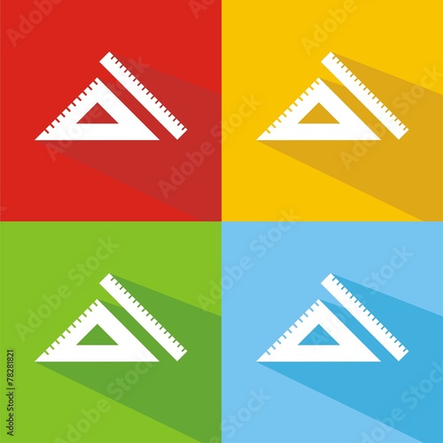 Icono regla y escuadra colores sombra