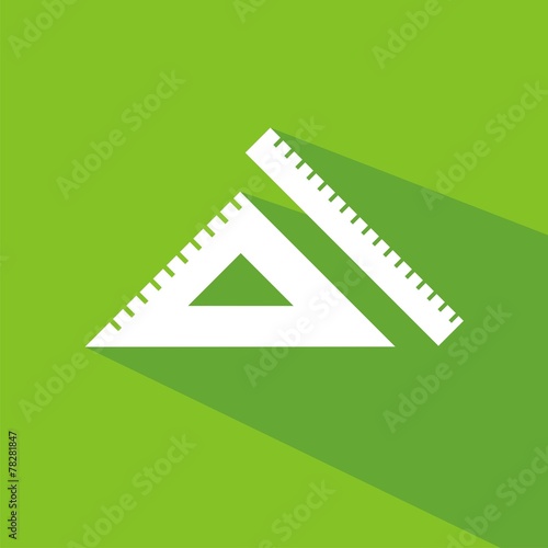 Icono regla y escuadra verde sombra