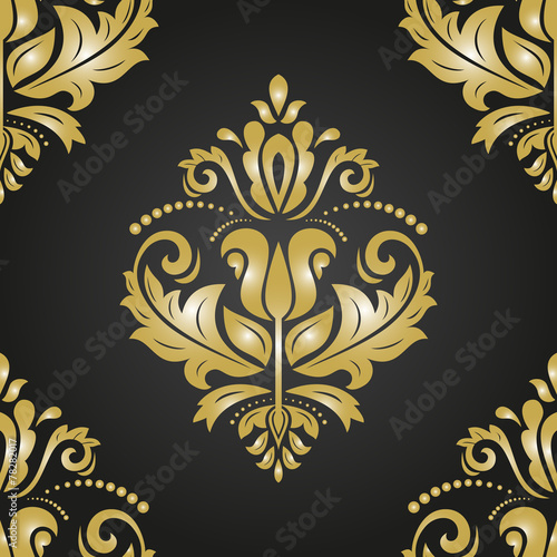 Golden Seamless Pattern. Orient Background
