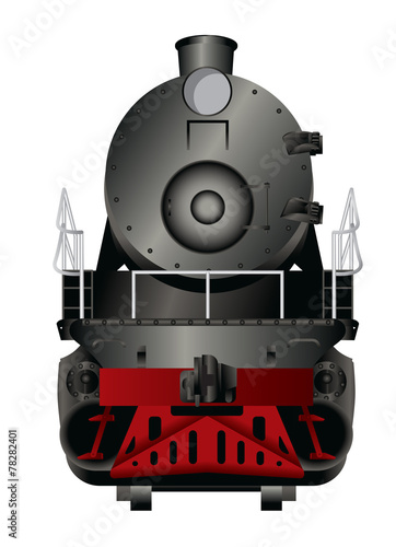 front view of a old steam locomotive