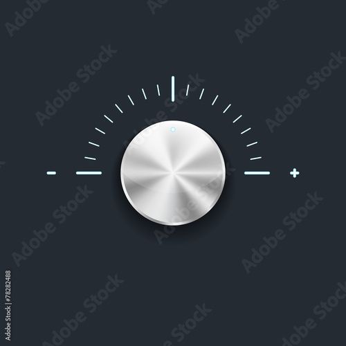 Silver volume button, steel texture, vector