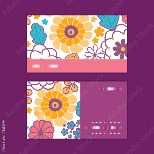 Vector colorful oriental flowers horizontal stripe frame pattern