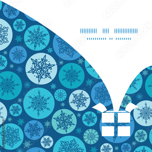 Vector round snowflakes Christmas gift box silhouette pattern