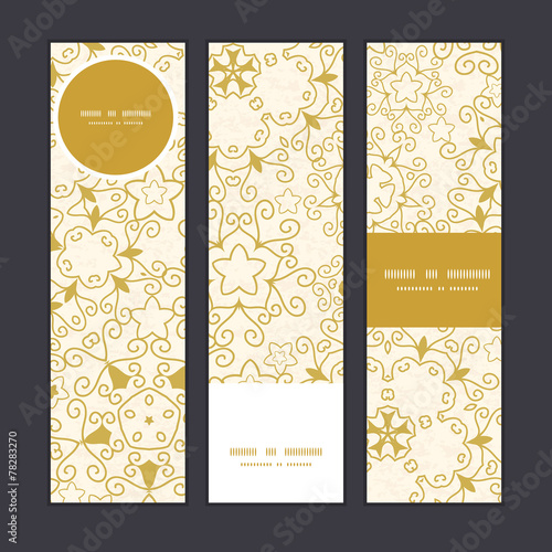 Vector abstract swirls old paper texture vertical banners set