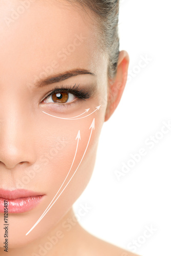 Billede på lærred Face lift anti-aging treatment - Asian woman