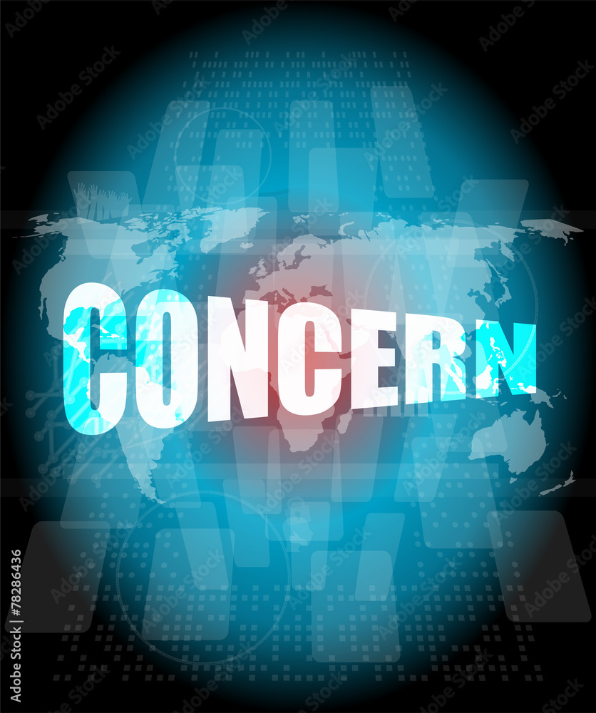 Management concept: concern words on digital screen