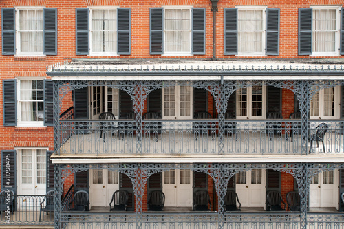 Typical ironwork building in French Quarter, New Orleans