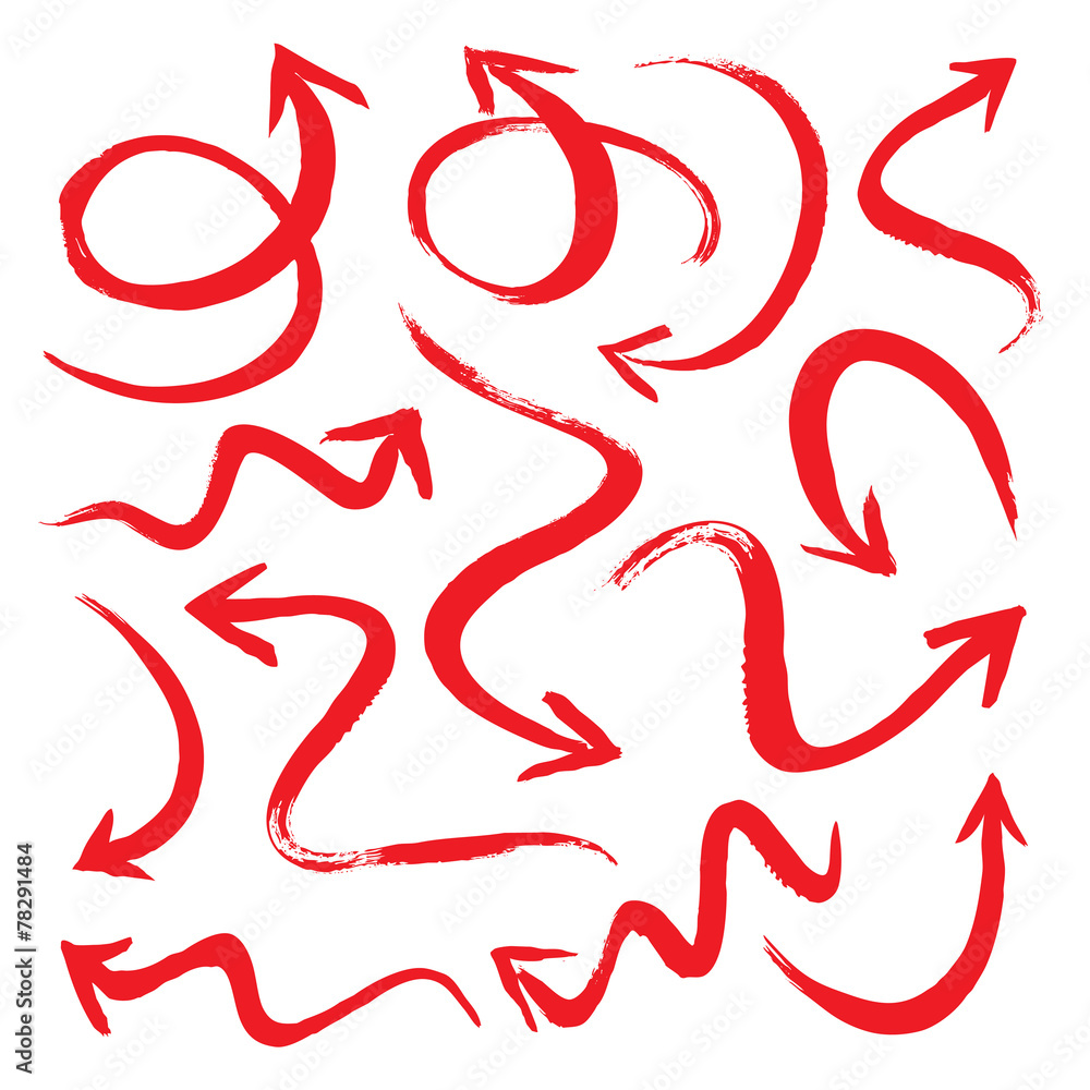Set of red vector arrows