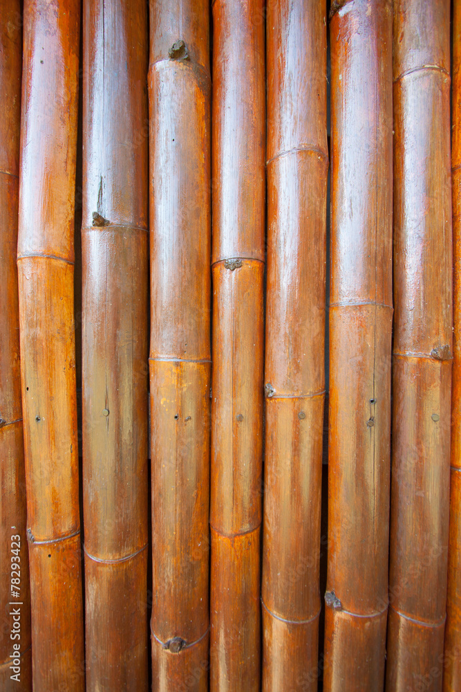 Bamboo wall background in the building Bamboo wall background in the building