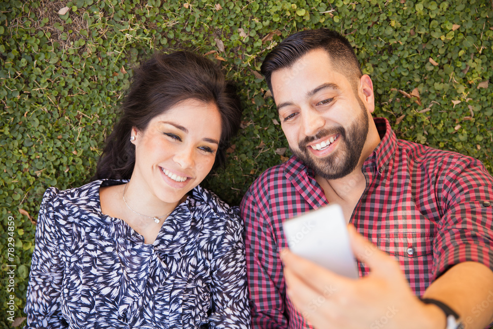 Couple selfie at a park Couple selfie at a park